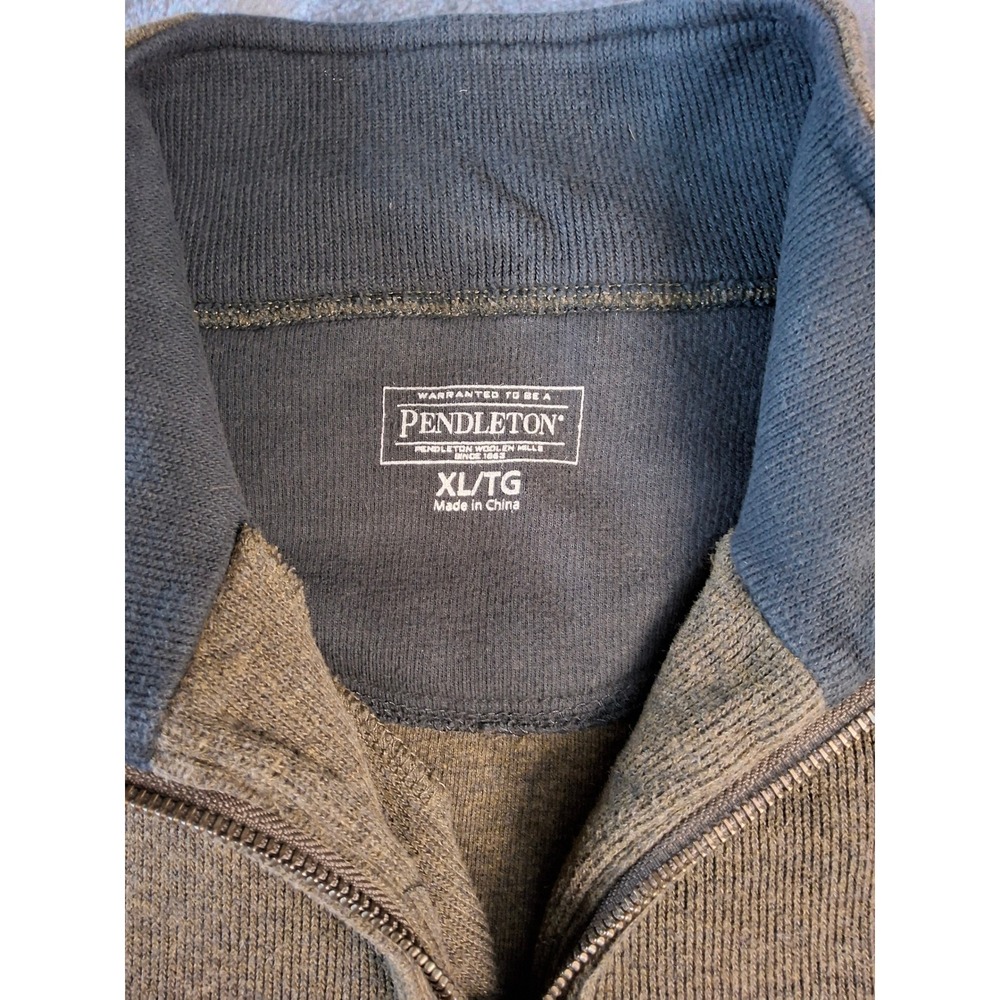 Pendleton Mens XL Olive‎ Green Heather Quarter Zip Pullover Sweater Chest Pocket - Picture 5 of 9
